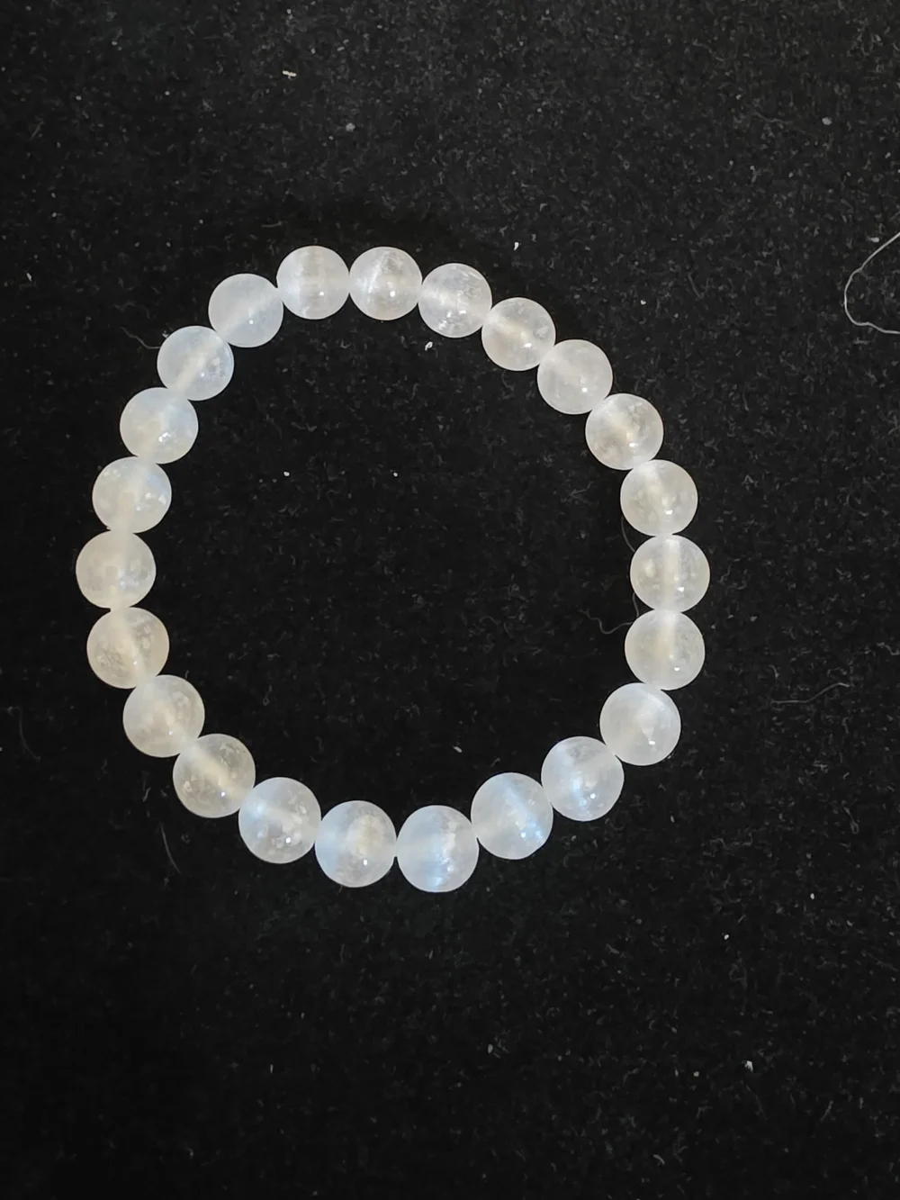 Selenite Beaded Stretch Bracelet - White